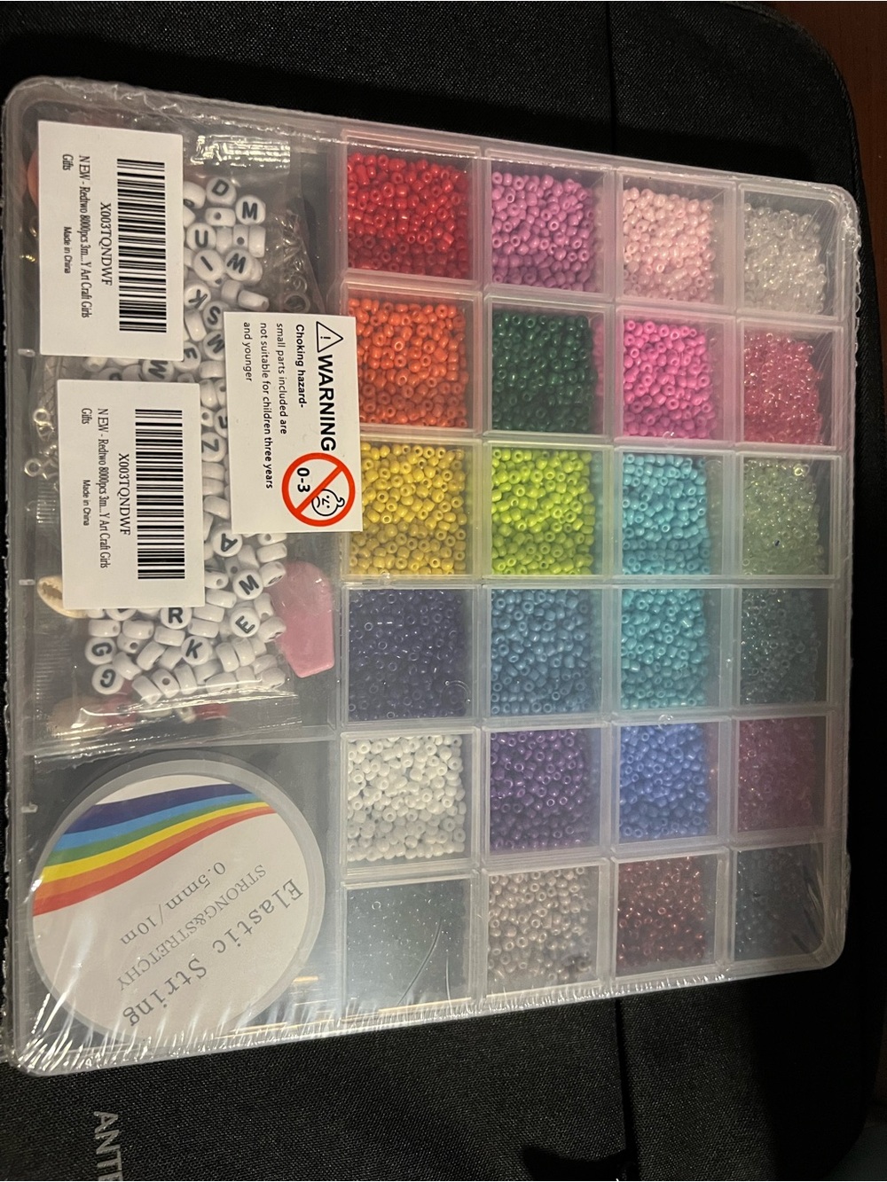 Bead Storage Kit with Multicolor Beads and Letter Beads